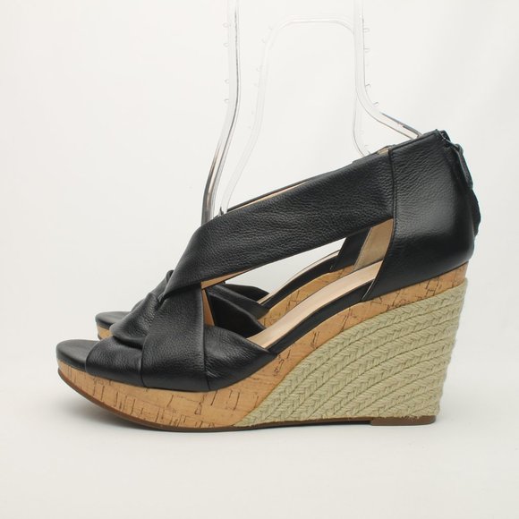 Cole Haan Crisscross Black Wedge Espadrille Sandle size 11B Like New - Picture 6 of 16